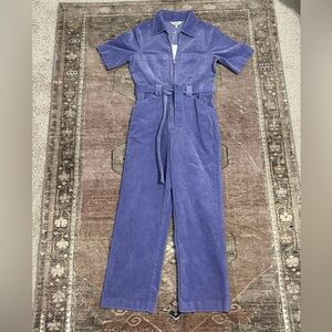 Purple Corduroy Jumpsuit with Belt